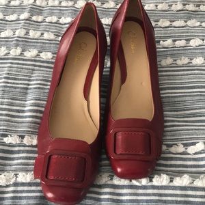 Cole Haan red leather kitten heel